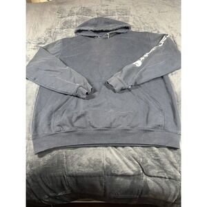 Carhartt Spell Out Drawstring‎ Hoodie Sweatshirt Loose Fit Mens Size L Gray